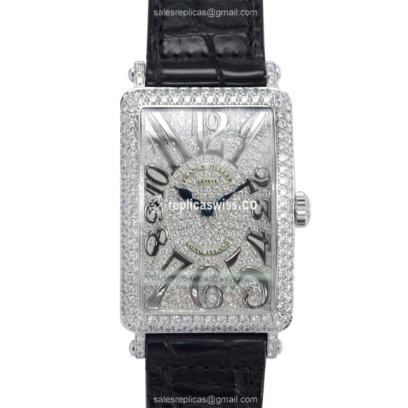 Franck Muller 952 QZ D CD REL LONG ISLAND - Quartz - 18kt White Gold - Diamond - Silver Dial