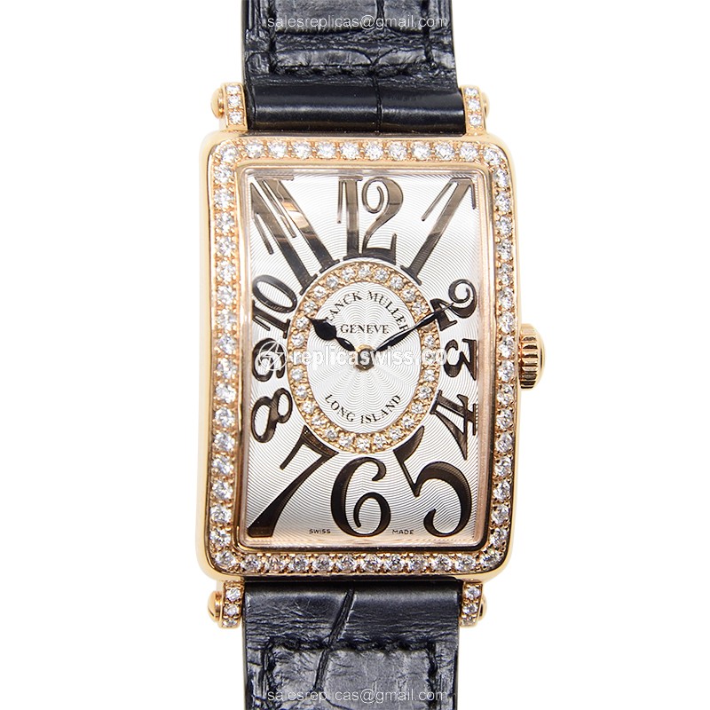 Franck Muller 952 QZ REL D 1R LONG ISLAND - Quartz - 18kt Rose Gold - Diamonds - Silver Dial