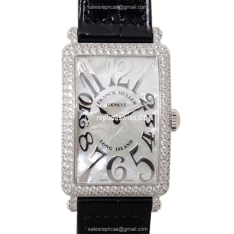 Franck Muller 952 QZ Replica - Quartz - 18kt White Gold - Diamond Dial - Buckle Clasp