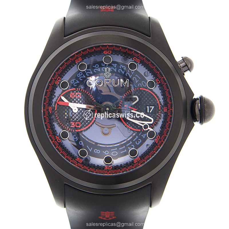 Corum Bubble Replica - Automatic - Titanium Case - Blue Dial - Black Rubber Strap
