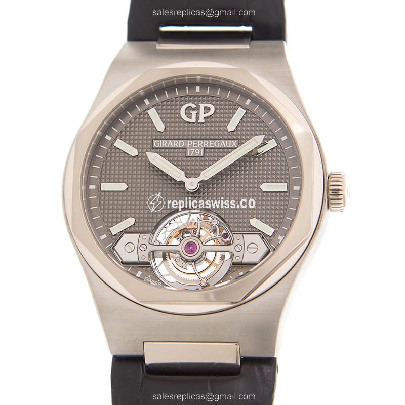 Girard Perregaux 99105-41-232-BB6A Replica - Automatic - 18kt White Gold & Steel - Gray Dial - Black Alligator Strap - Luxury Replica LAUREATO Watch