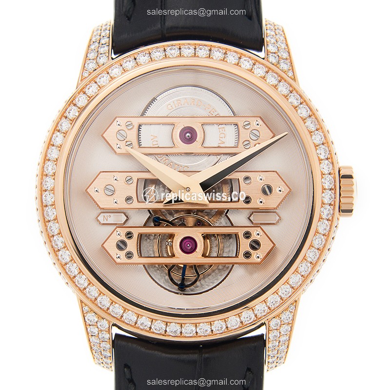 Girard Perregaux 99193D52I000-BA6A BRIDGES - Manual Wind - 18kt Rose Gold & Diamonds - Black Alligator Strap
