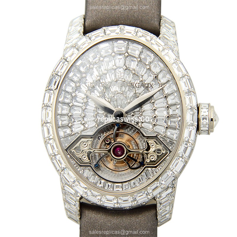 Girard Perregaux 99498B53P7B1AKK7A CATS EYE - Manual Wind - 18kt White Gold - Diamond - Silver Dial - Black Silk Strap