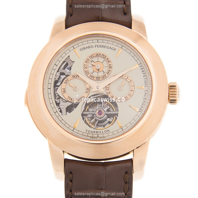Girard Perregaux 99741-52-831-BAEA - Manual Wind - 18kt Rose Gold - White Dial - Brown Alligator Strap