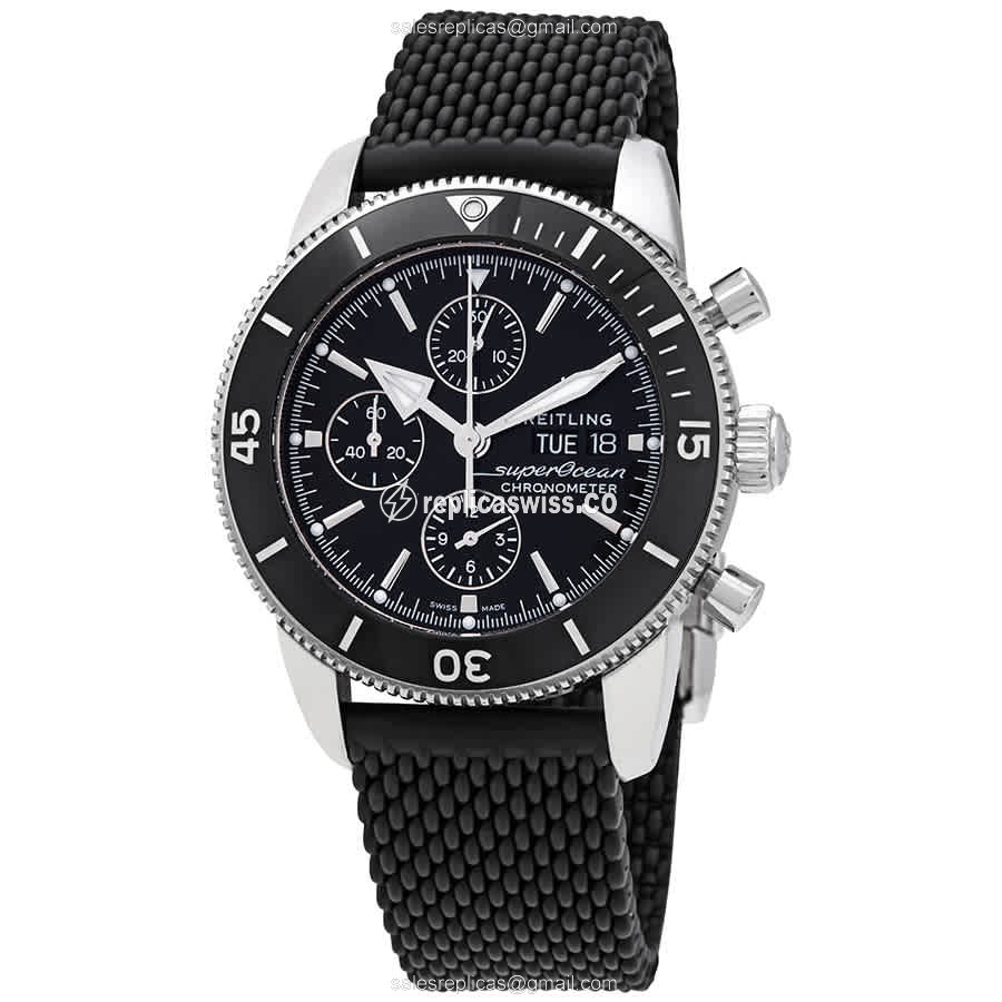 Breitling SuperOcean Heritage Replica - Automatic - Black Dial - Stainless Steel - Rubber Strap