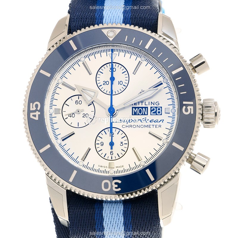 Breitling Superocean Heritage Replica - Automatic - Steel Case - Gray Dial - Blue Canvas Strap