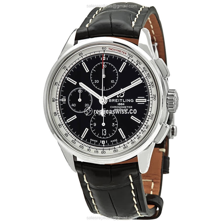 Breitling Premier A13315351B1P1 - Automatic - Steel Case - Black Dial - Black Alligator Strap - Luxury Replica PREMIER Watch