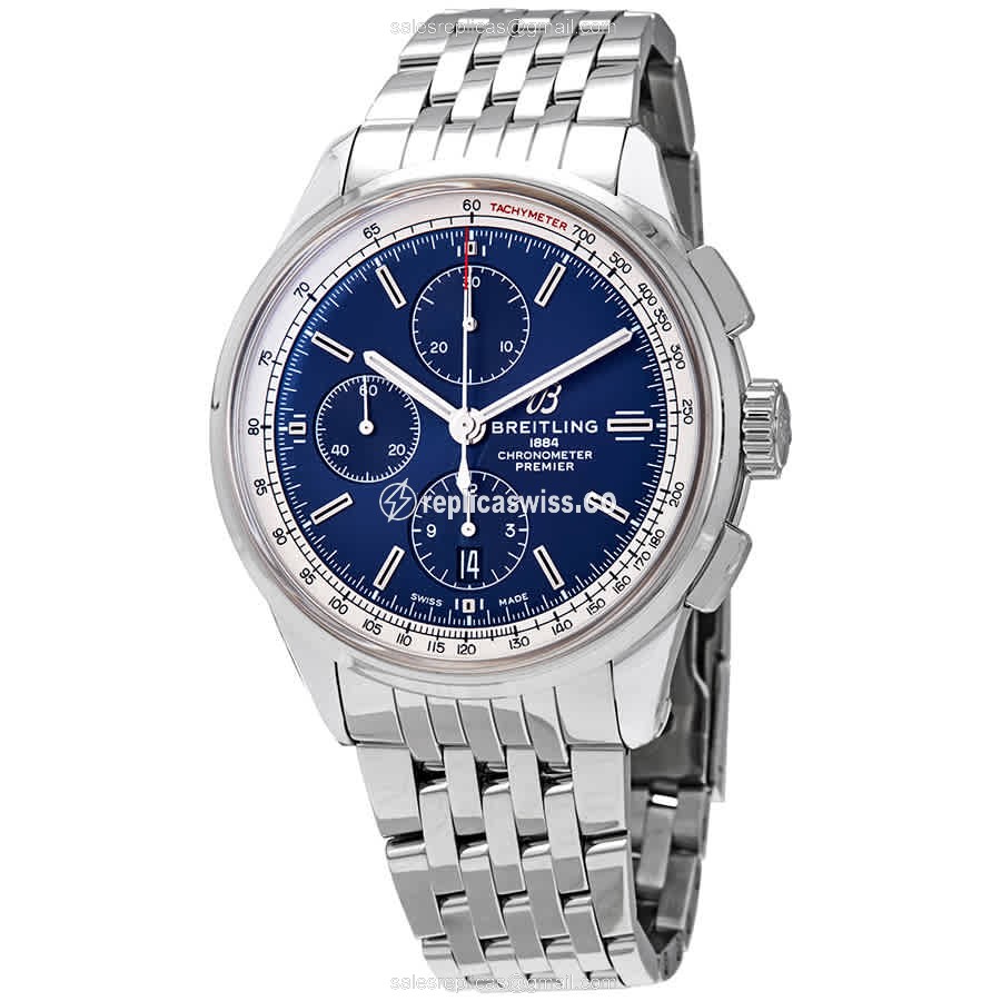 Breitling Premier Replica - Automatic - Blue Dial - Steel Case & Band