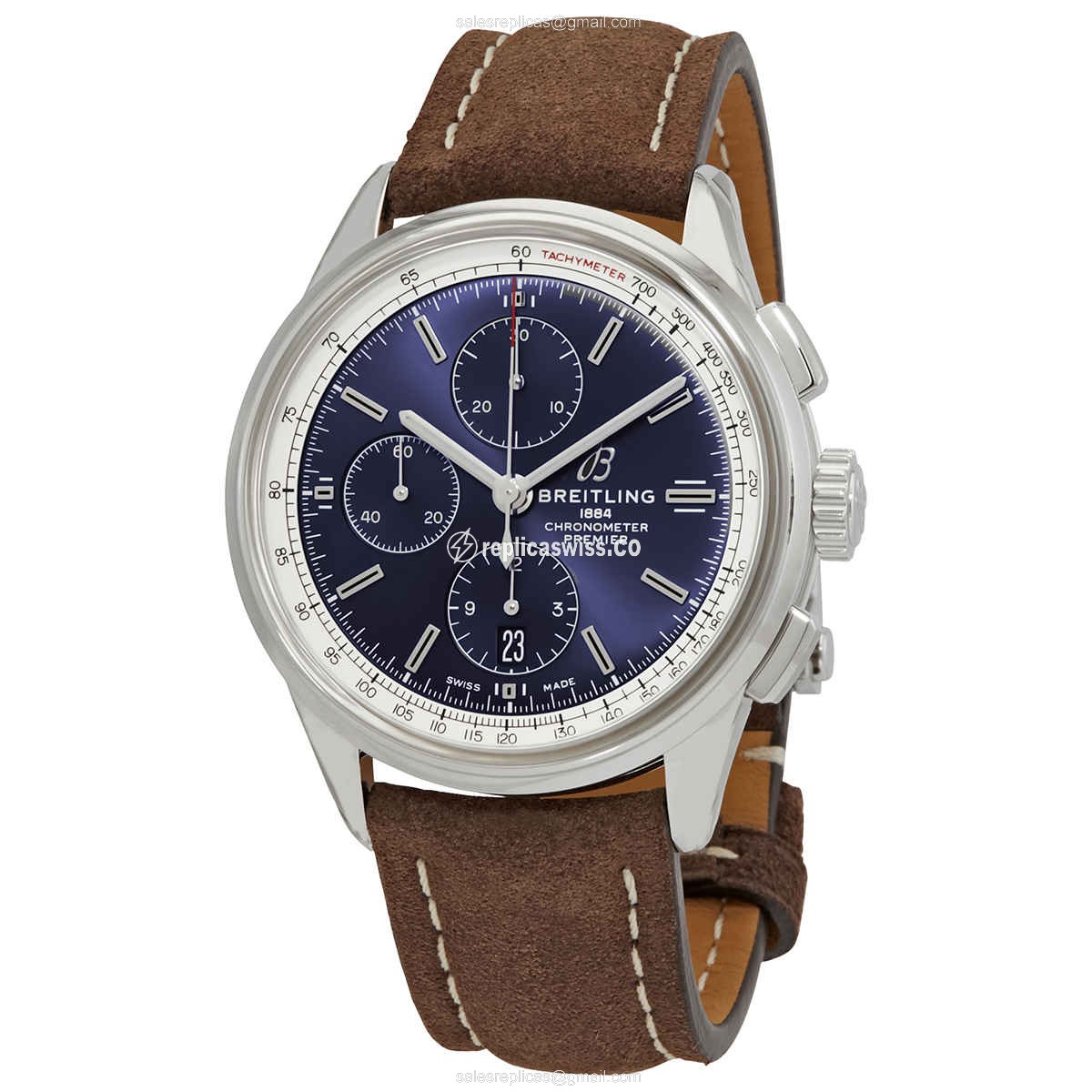 Breitling Premier A13315351C1X1 - Automatic - Steel Case - Blue Dial - Brown Leather Strap