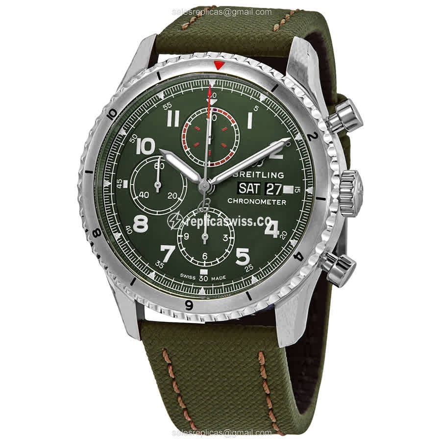 Breitling AVIATOR 8 Replica - Automatic - Steel - Green Dial - Canvas Green Buckle
