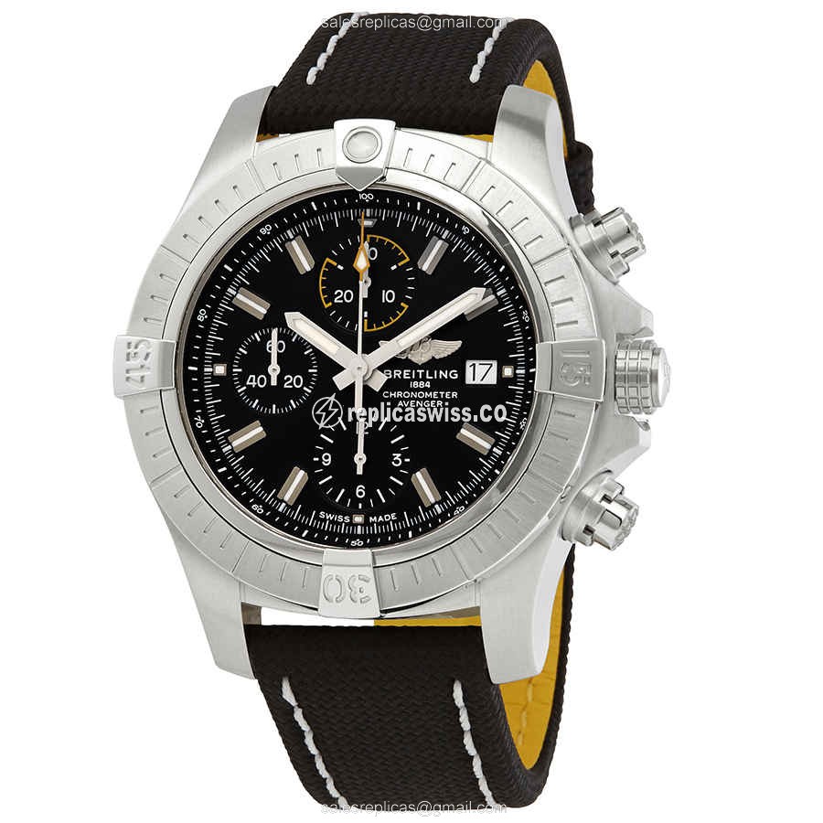 Breitling Avenger II Automatic - Black Dial - Canvas Strap - Buckle Clasp - Luxury Replica AVENGER II Watch