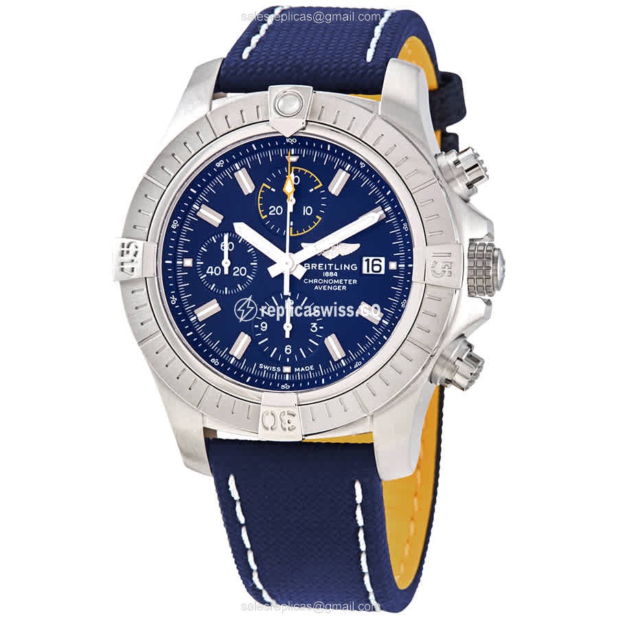 Breitling Avenger II Replica - Automatic - Blue Dial - Steel Case - Blue Canvas Strap