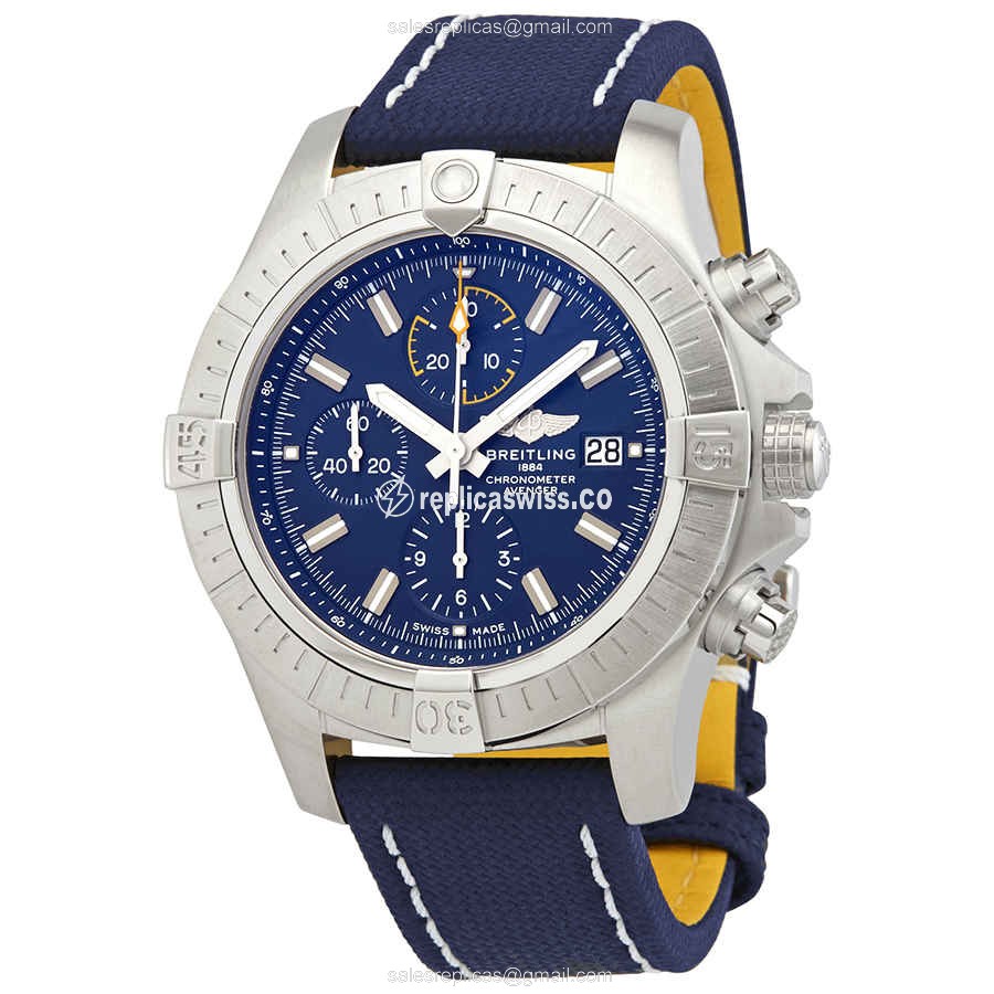 Breitling Avenger II Replica - Automatic - Steel Case - Blue Dial - Canvas Strap