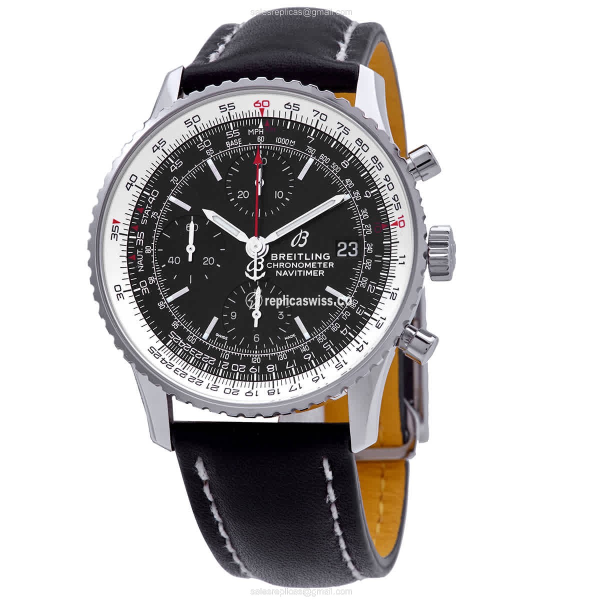 Breitling Navitimer 1 Replica - Automatic - Steel Case - Black Dial - Black Cowhide Strap