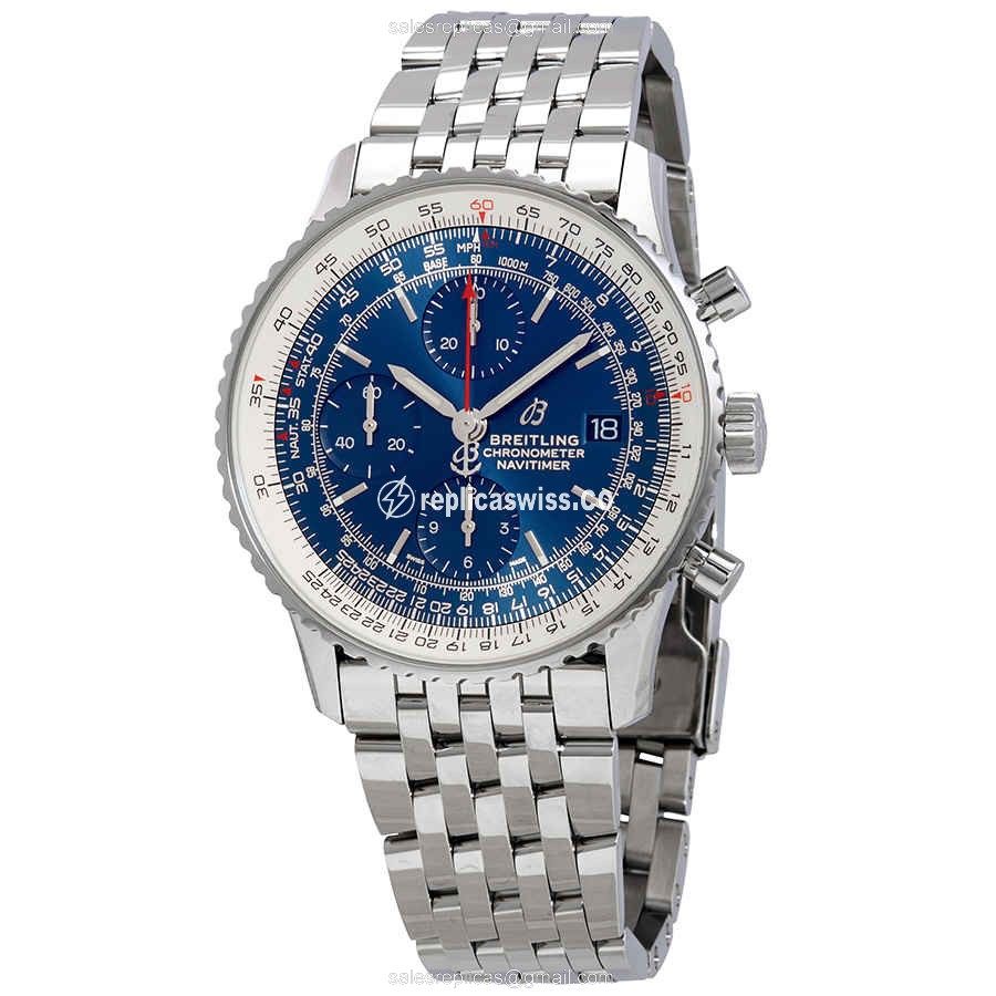 Breitling NAVITIMER 1 Replica - Automatic - Steel - Blue Dial - Silver Steel Band