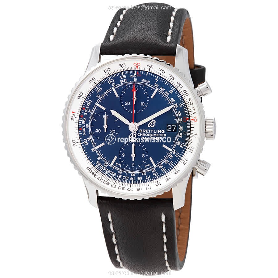 Breitling NAVITIMER 1 Replica - Automatic - Steel Case - Blue Dial - Leather Strap