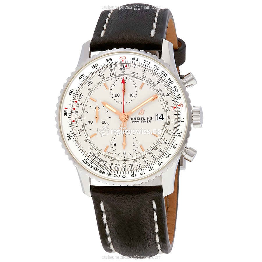 Breitling A13324121G1X2 NAVITIMER 1 Replica - Automatic - Silver - Leather Black Strap - Buckle Clasp - Luxury Replica NAVITIMER 1 Watch
