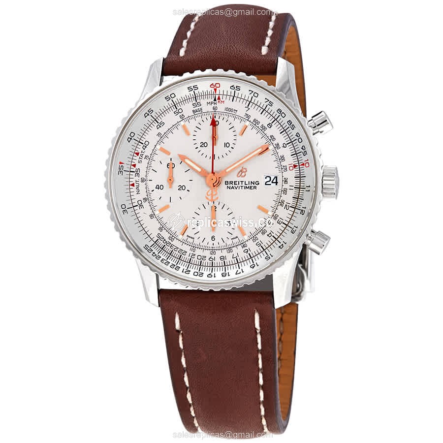 Breitling A13324121G1X3 NAVITIMER 1 Replica - Automatic - Silver Dial - Brown Cowhide Strap