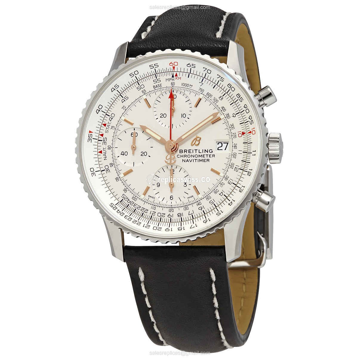 Breitling A13324121G1X4 NAVITIMER 1 - Automatic - Steel Case - Silver Dial - Black Cowhide Strap