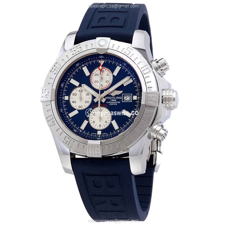 Breitling Avenger II Replica - Automatic - Steel Case - Blue Dial - Blue Rubber Strap - Luxury Replica AVENGER II Watch