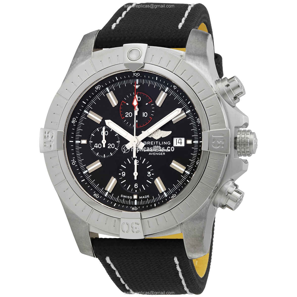 Breitling Avenger II - Automatic - Stainless Steel - Black Canvas Strap - Luxury Replica AVENGER II Watch
