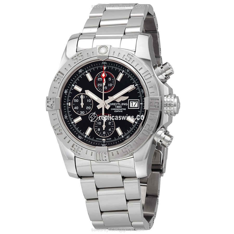 Breitling A13381111B1A1 Avenger II - Auto - Black Dial - Steel Case - Silver Band - Luxury Replica AVENGER II Watch