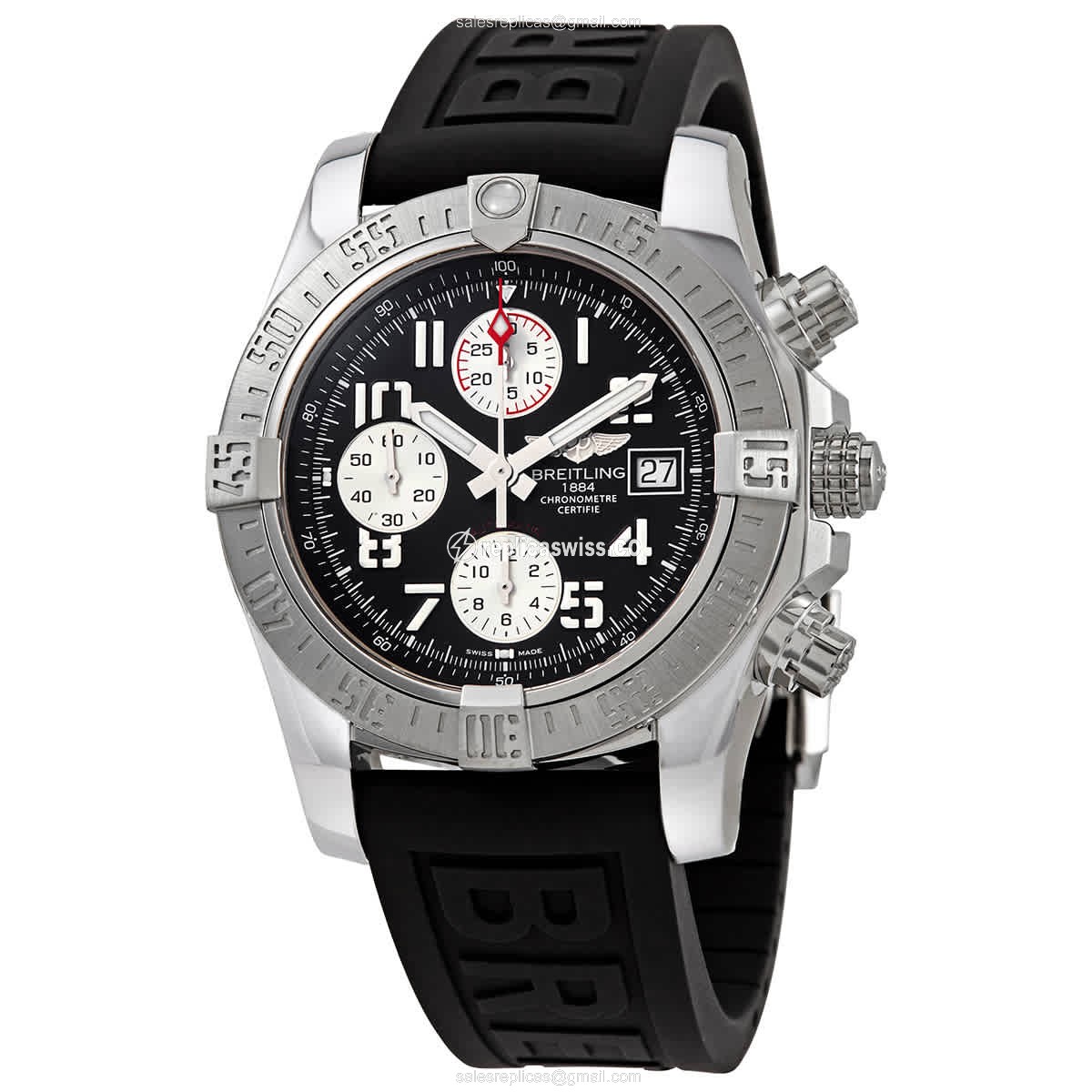 Breitling A13381111B2S1 AVENGER II - Auto - Black Dial - Rubber Strap - Black Clasp - Luxury Replica AVENGER II Watch