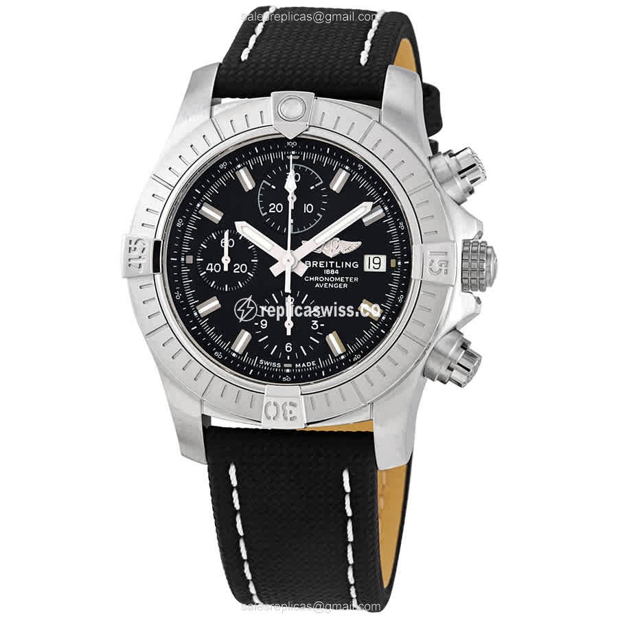 Breitling Avenger II - Automatic - Black Steel Case - Leather Black Strap