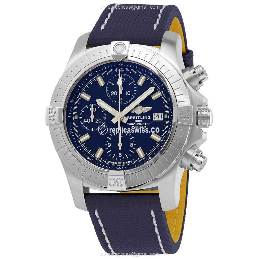 Breitling Avenger II Automatic - Blue Dial - Canvas Blue Strap - Buckle Clasp - Luxury Replica AVENGER II Watch
