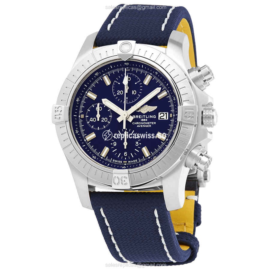 Breitling Avenger II Automatic - Steel - Blue Dial - Canvas Strap - Blue Buckle - Luxury Replica AVENGER II Watch
