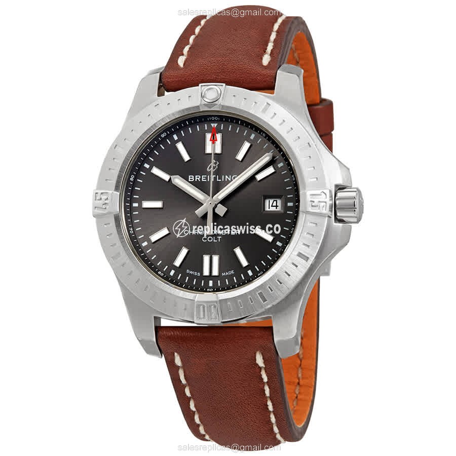 Breitling Challenger Series A17313101F1X2 - Automatic - Steel Case - Gray Dial - Brown Cowhide Strap