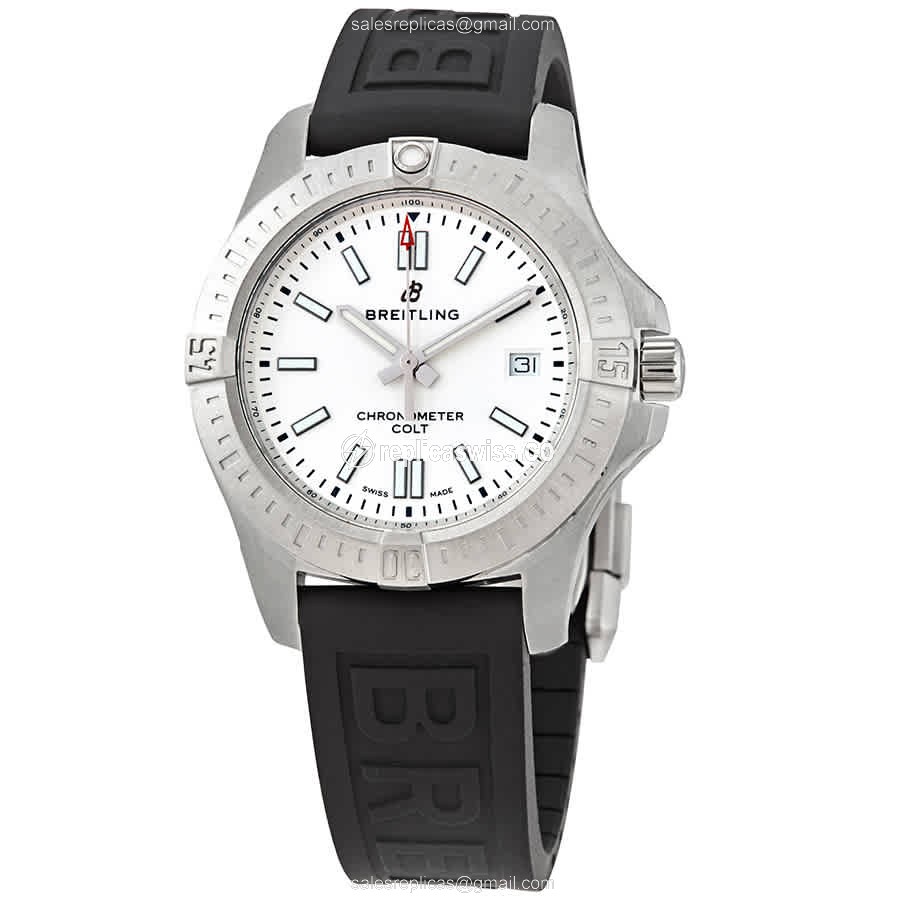 Breitling Challenger Series Replica - Automatic - Silver Dial - Black Rubber Strap