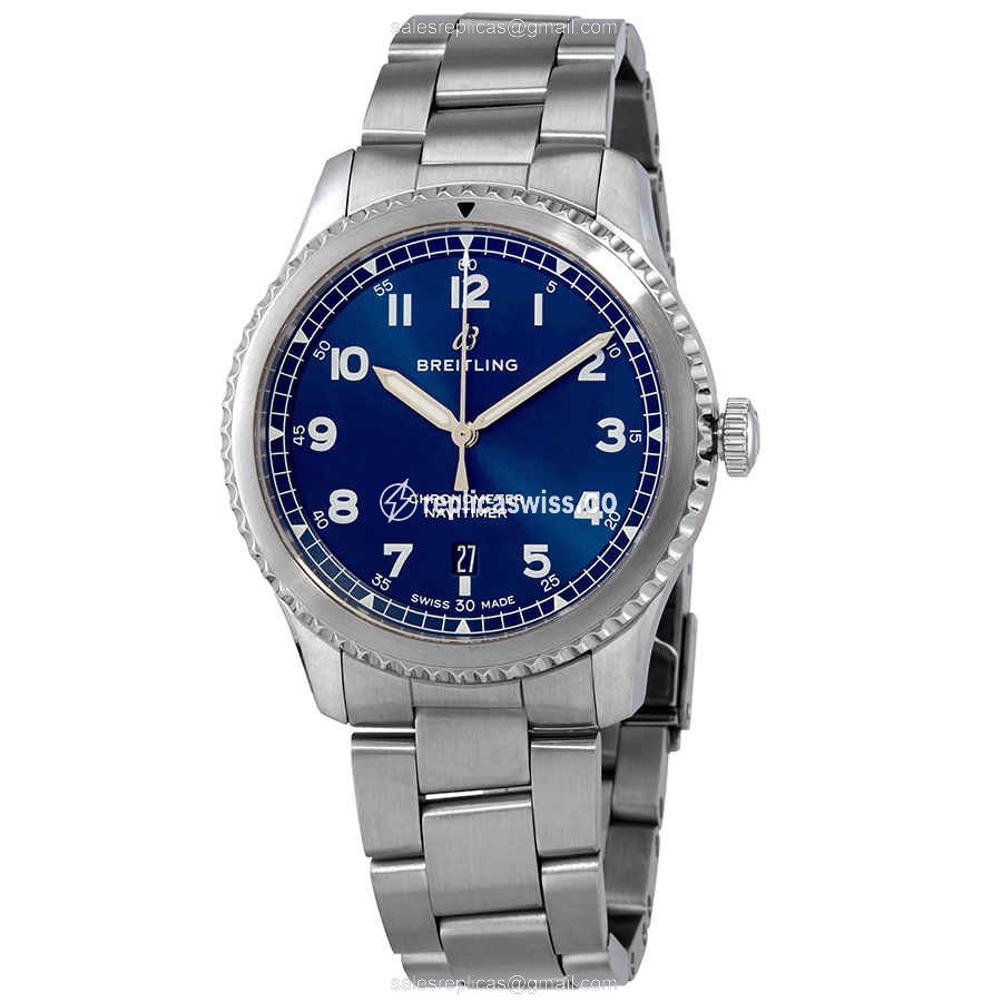 Breitling AVIATOR 8 Replica - Automatic - Steel Case - Blue Dial - Silver Steel Band - Luxury Replica AVIATOR 8 Watch