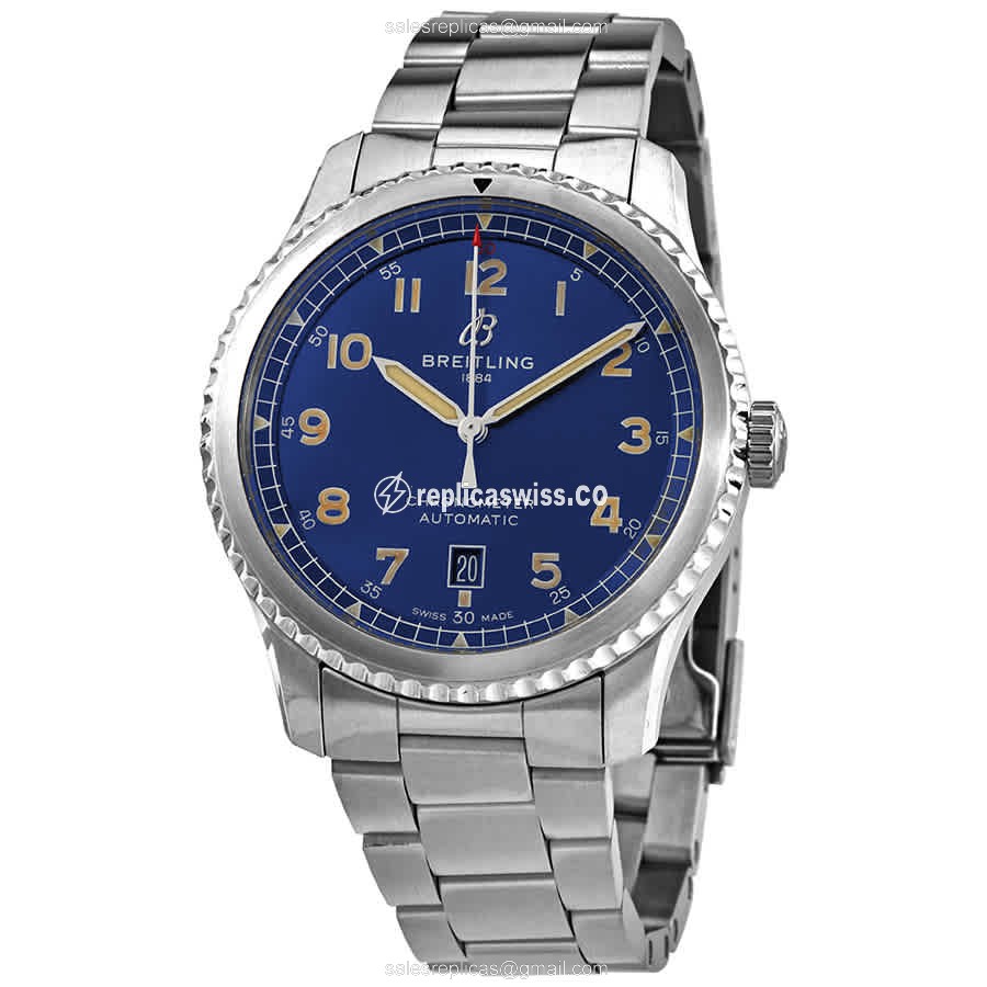 Breitling AVIATOR 8 - Automatic - Steel - Blue Dial - Silver Steel Clasp