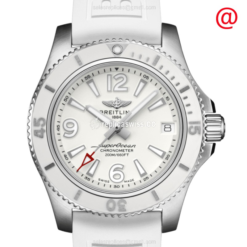 Breitling Superocean 36 Replica - Automatic - Stainless Steel - White Dial - Rubber Strap - Luxury Replica SUPEROCEAN 36 Watch