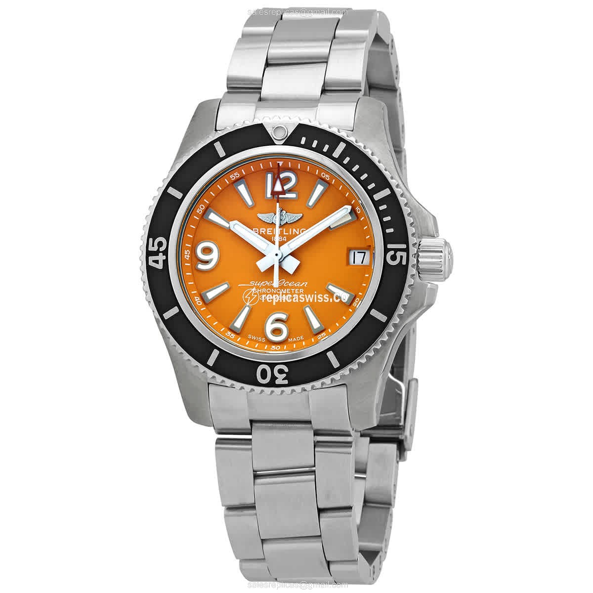Breitling A17316D71O1A1 Replica - Automatic - Orange Dial - Stainless Steel Case - Silver Band