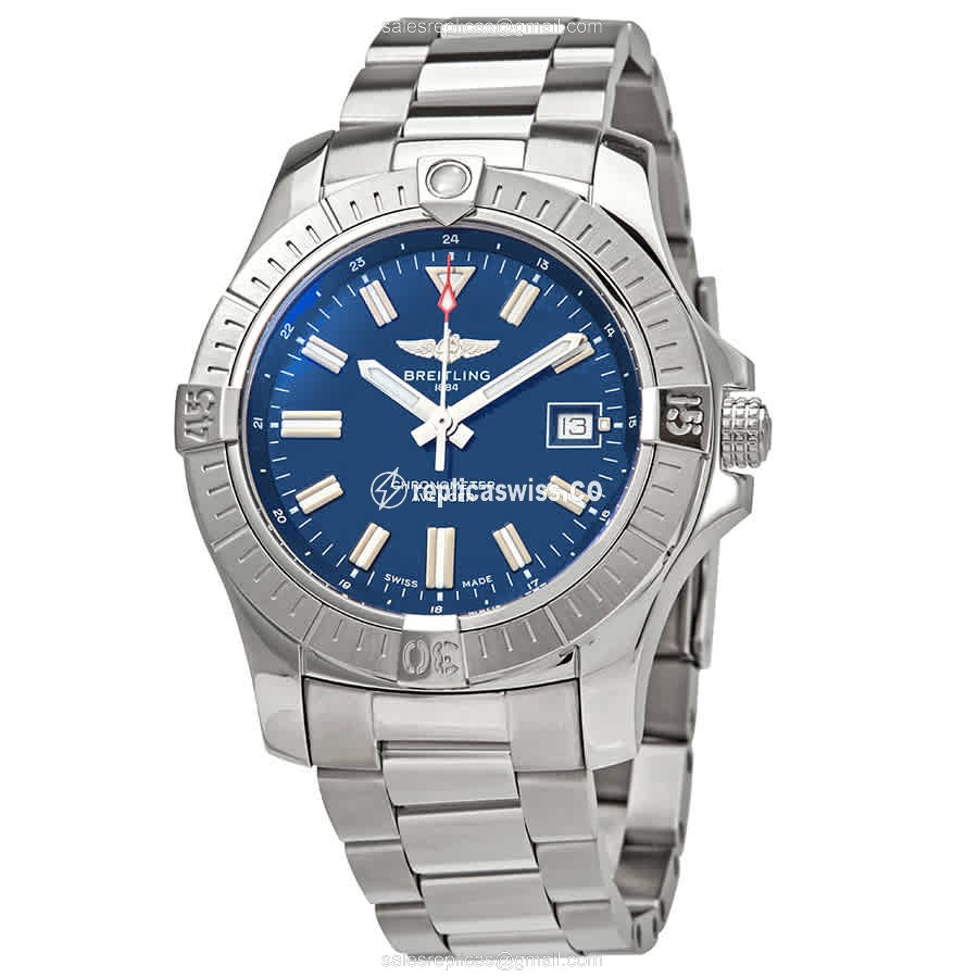 Breitling Avenger II Replica - Automatic - Steel Case - Blue Dial - Silver Steel Band