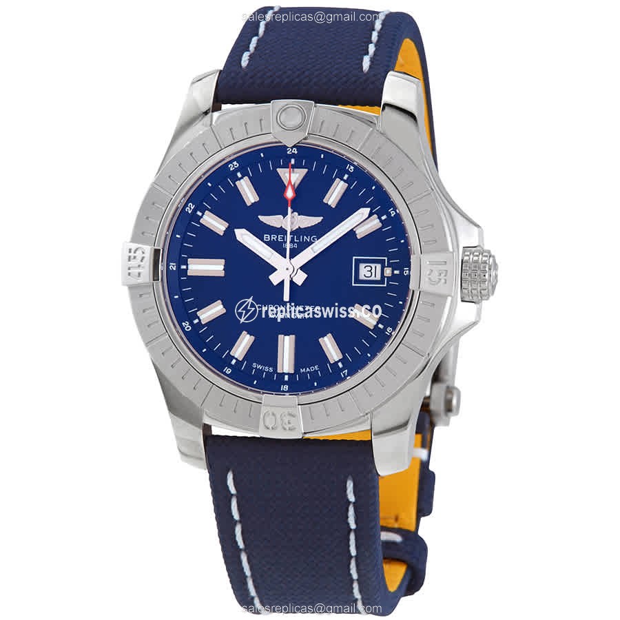 Breitling Avenger II Replica - Automatic - Blue Dial - Leather Blue Strap - Luxury Replica AVENGER II Watch
