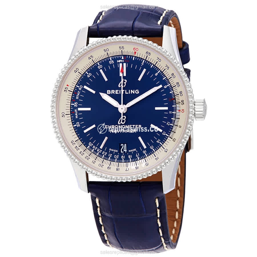 Breitling A17325211C1P1 NAVITIMER 1 - Automatic - Blue Dial - Steel Case - Blue Alligator Strap - Luxury Replica NAVITIMER 1 Watch