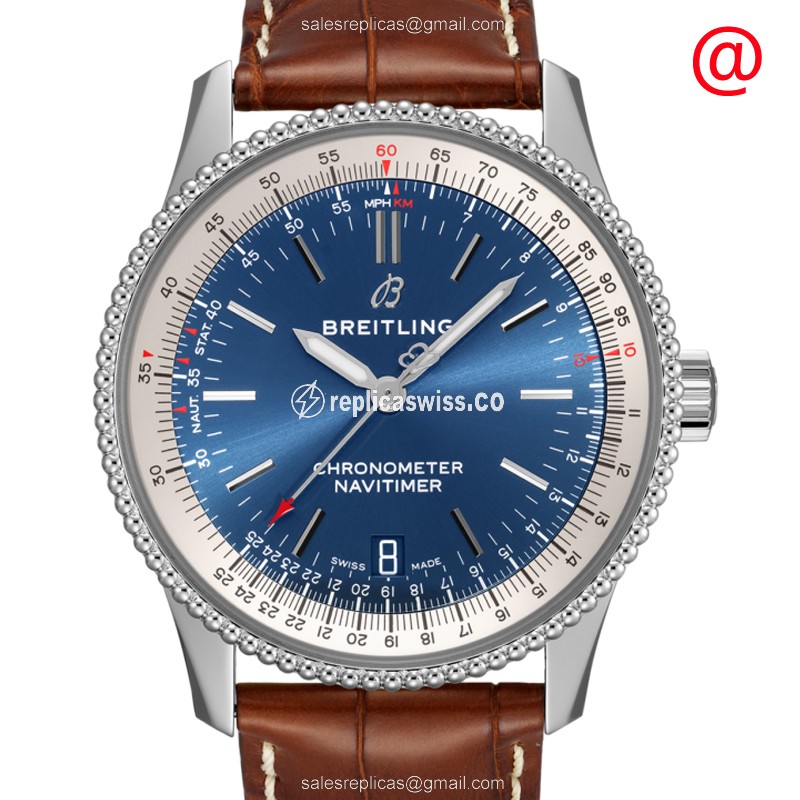Navitimer Automatic Replica - Breitling - Steel Case - Blue Dial - Brown Leather Strap