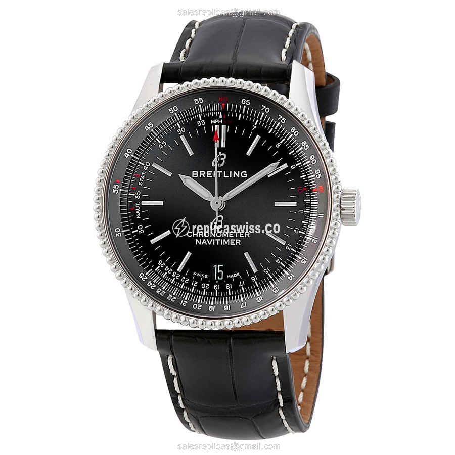 Breitling A17325241B1P1 NAVITIMER 1 - Automatic - Black Dial - Steel Case - Black Alligator Strap - Luxury Replica NAVITIMER 1 Watch