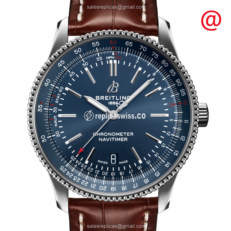 Breitling A17326161C1P1 NAVITIMER 1 - Automatic - Blue Dial - Steel Case - Brown Alligator Strap