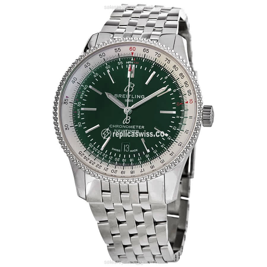Breitling A173261A1L1A1 Replica - Automatic - Green Dial - Steel Case & Band - Luxury Replica NAVITIMER 1 Watch