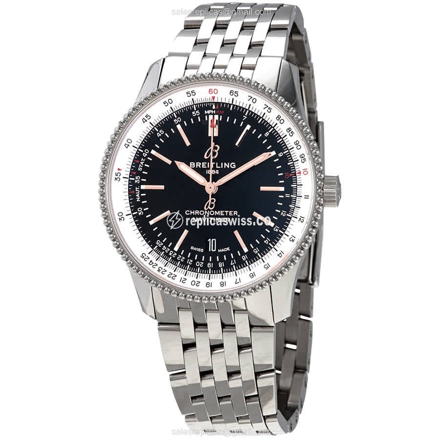 Breitling NAVITIMER 1 Automatic - Black Dial - Silver Steel Case & Band