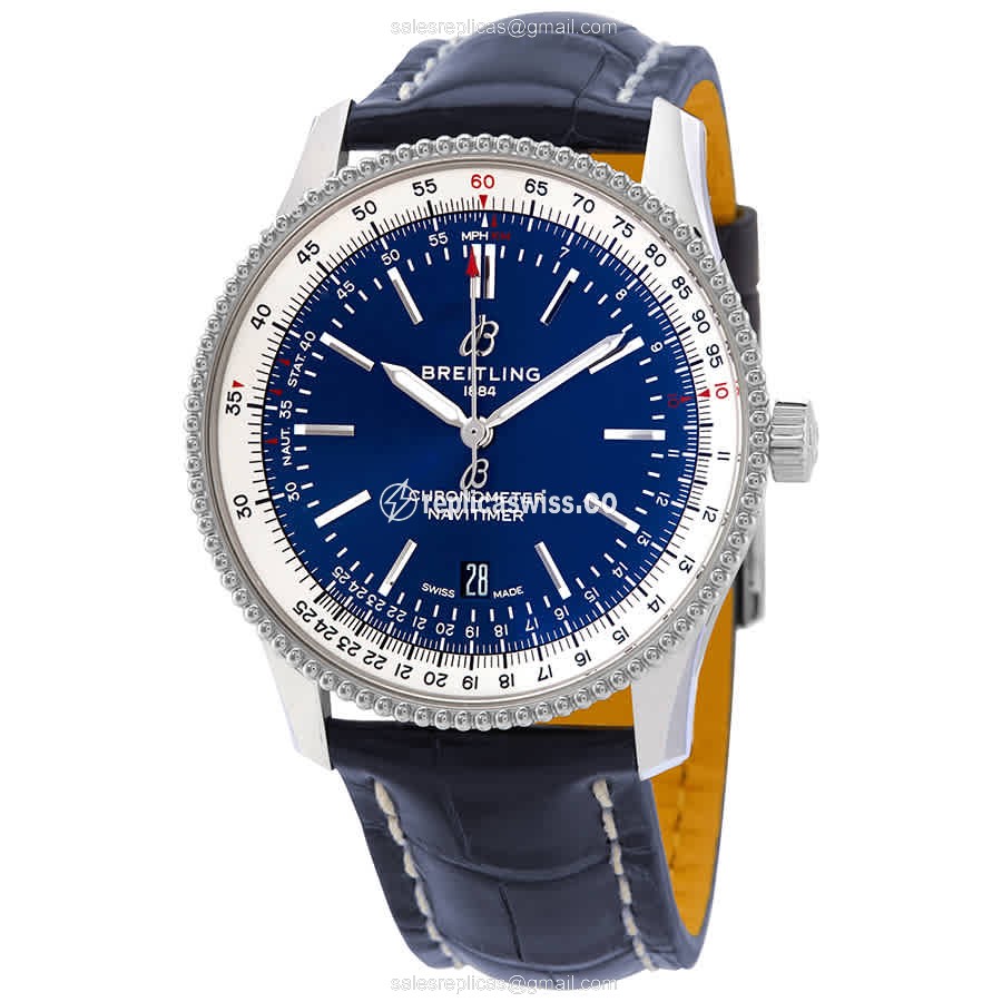 Breitling A17326211C1P3 NAVITIMER 1 - Auto - Blue Dial - Steel Case - Blue Alligator Strap - Luxury Replica NAVITIMER 1 Watch