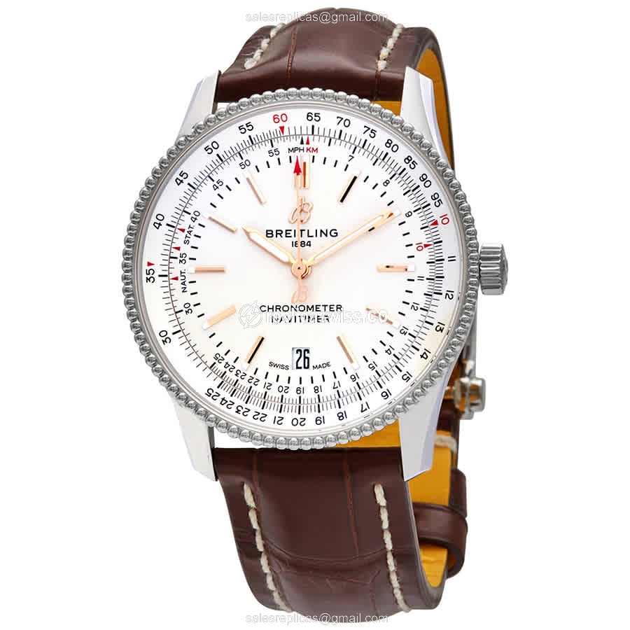 Breitling A17326211G1P2 NAVITIMER 1 - Auto - Stainless - White Dial - Brown Alligator Buckle - Luxury Replica NAVITIMER 1 Watch