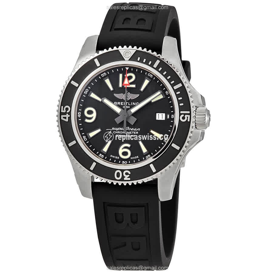 Breitling A17366021B1S1 SuperOcean Replica - Automatic - Steel - Black - Rubber Strap - Luxury Replica SUPEROCEAN Watch