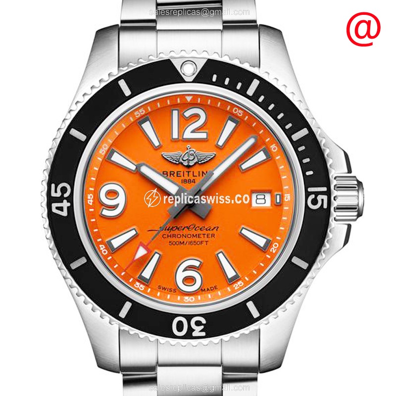 Breitling A17366D7101A1 Replica - Automatic - Steel - Orange Dial - Silver Steel Bracelet - Luxury Breitling Replica Watch