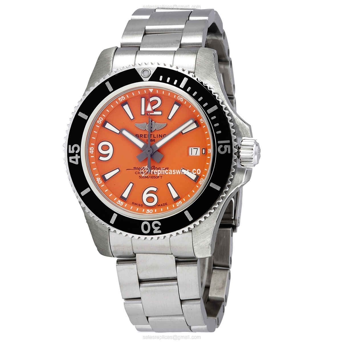Breitling A17366D71O1A1 Replica - Automatic - Steel Case - Orange Dial - Silver Steel Strap