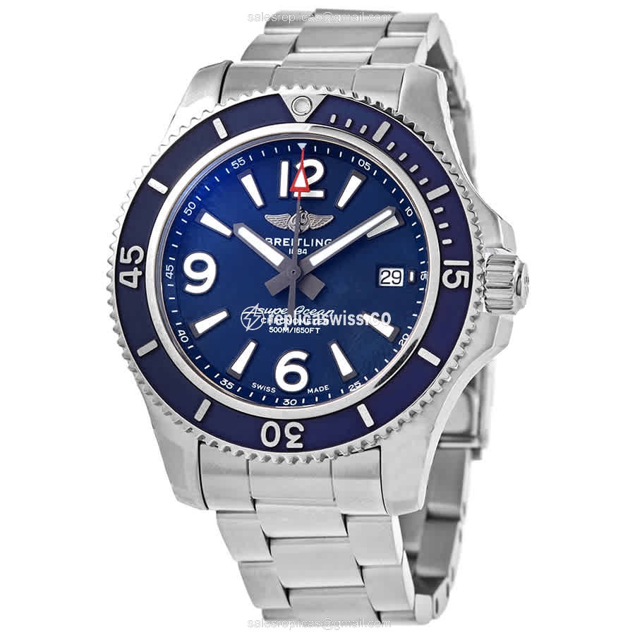 Breitling A17366D81C1A1 Replica - Automatic - Steel Case - Blue Dial - Silver Strap - Luxury Replica SUPEROCEAN Watch